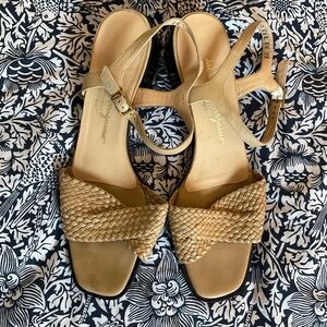 Salvatore Ferragamo Woven Leather Sandals Size 10, Pre-Owned Worn Soles